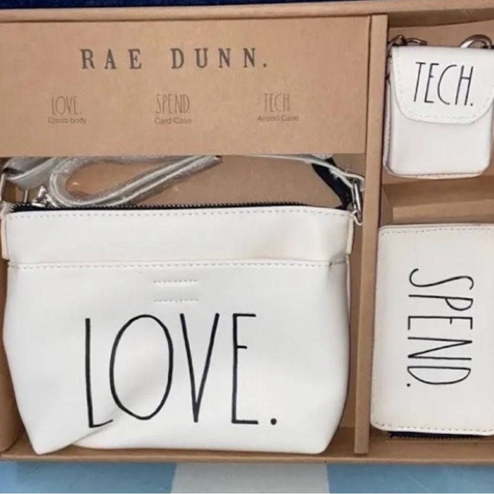 Rae Dunn set. Cross body purse, air pod case, and card case new in box